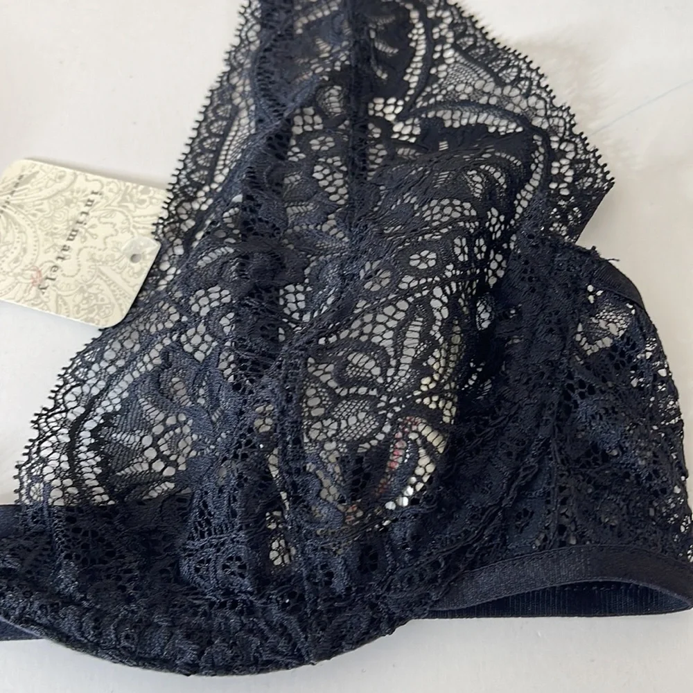 Free People Hyper Plunge Underwire Bra Black Lace Small